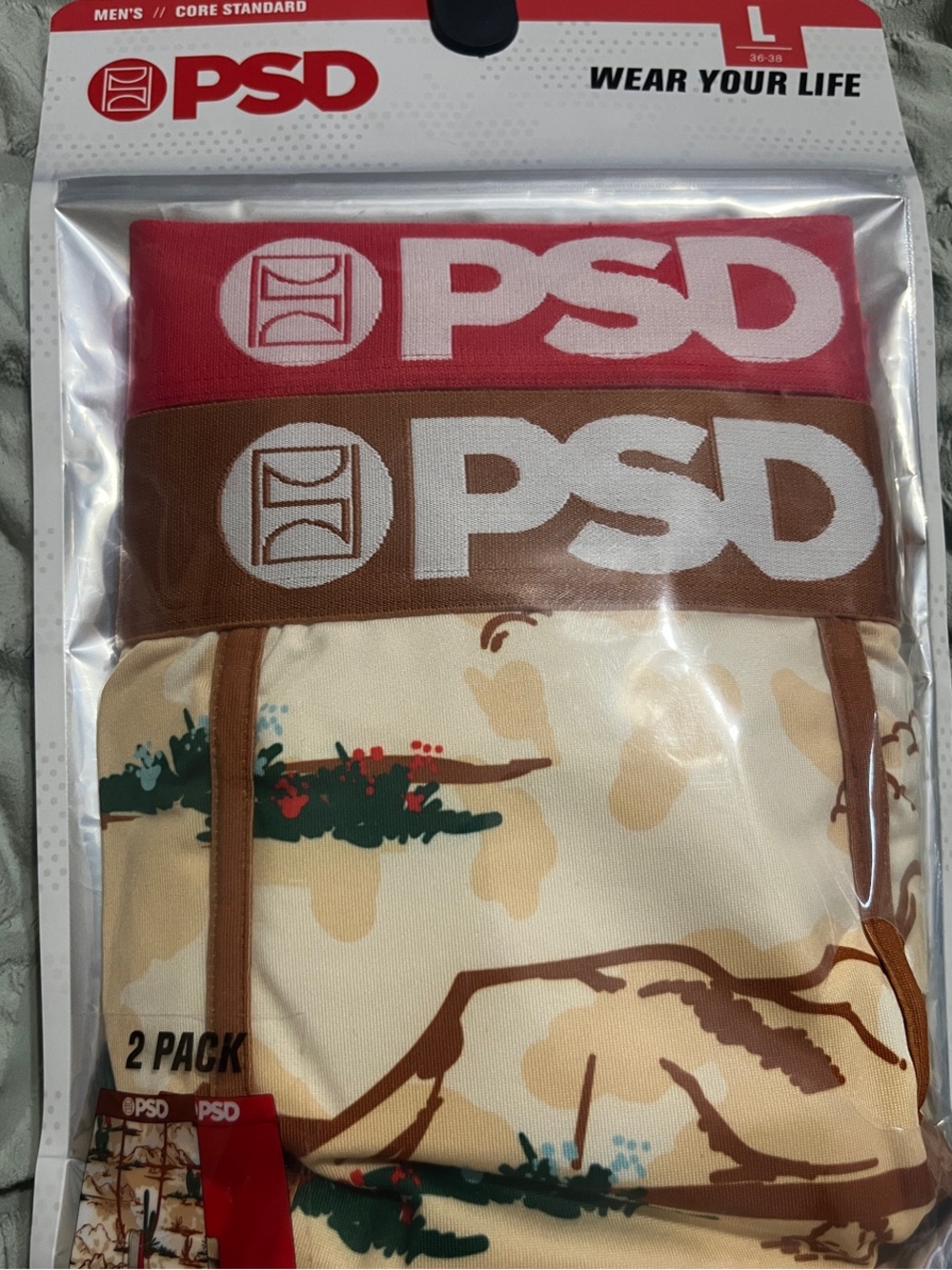 PSD Men’s Boxer Briefs Pack - Red, Brown, Cream Print